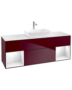 Villeroy und Boch Finion Waschtischunterschrank G861GFHB 160cm, Abdeckplatte white matt, Emotion, Regale Glossy white lacquer, Peony Matt