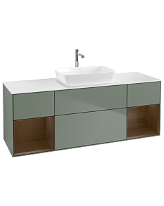Villeroy und Boch Finion Villeroy und Boch Finion G861GNGM 160cm, cover plate white matt, Emotion, shelves Walnut Veneer , Olive Matt Lacquer