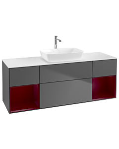 Villeroy und Boch Finion Villeroy und Boch G861HBGK 160cm, plaque de finition blanc mat, Emotion, étagères Peony laqué mat, anthracite mat