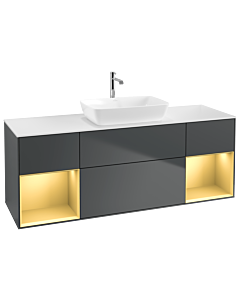 Villeroy und Boch Finion Villeroy und Boch Finion G861HFHG 160cm, cover plate white matt, Emotion, shelves gold matt lacquer, midnight Blue Matt Lacquer