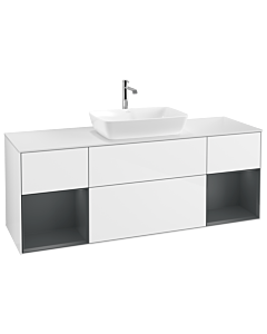 Villeroy und Boch Finion Villeroy und Boch Finion G861HGGF 160cm, cover plate white matt, Emotion, shelves Midnight matt lacquer, Glossy white lacquer