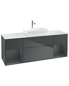 Villeroy und Boch Finion Villeroy und Boch G861HGHG 160cm, plaque de finition blanc mat, Emotion, étagères Midnight mat laqué, Midnight Blue Matt Lacquer