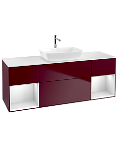 Villeroy und Boch Finion Waschtischunterschrank G861MTHB 160cm, Abdeckplatte white matt, Emotion, Regale White matt lacquer, Peony Matt