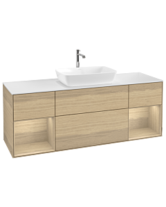 Villeroy und Boch Finion Waschtischunterschrank G861PCPC 160cm, Abdeckplatte white matt, Emotion, Regale Oak Veneer, Oak Veneer