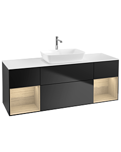 Villeroy und Boch Finion Villeroy und Boch Finion G861PCPD 160cm, cover plate white matt, Emotion, shelves Oak Veneer , black matt lacquer