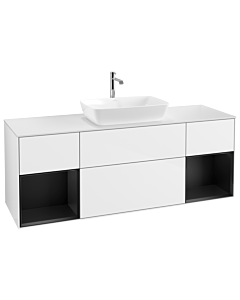 Villeroy und Boch Finion Villeroy und Boch Finion G861PDGF 160cm, cover plate white matt, Emotion, shelves Black matt lacquer, Glossy white lacquer