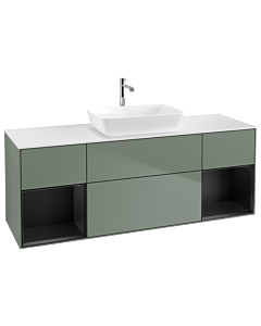 Villeroy und Boch Finion Villeroy und Boch Finion G861PDGM 160cm, cover plate white matt, Emotion, shelves black matt lacquer, Olive Matt Lacquer
