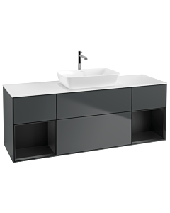 Villeroy und Boch Finion Villeroy und Boch Finion G861PDHG 160cm, cover plate white matt, Emotion, shelves black matt lacquer, midnight Blue Matt Lacquer