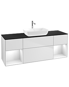 Villeroy und Boch Finion Villeroy und Boch Finion G862GFMT 160cm, cover plate black matt, Emotion, shelves Glossy white lacquer, white matt lacquer