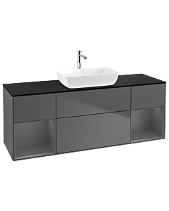 Villeroy und Boch Finion Villeroy und Boch G862GKGK 160cm, plaque de finition noir mat, Emotion, étagères Laque anthracite mat, Anthracite mat