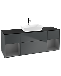 Villeroy und Boch Finion Villeroy und Boch G862GKHG 160cm, plaque de finition noir mat, Emotion, étagères Laque anthracite mat, Midnight Blue Matt Lacquer