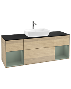 Villeroy und Boch Finion Villeroy und Boch G862GMPC 160cm, plaque de finition noir mat, Emotion, étagères olive laqué mat, Oak Veneer