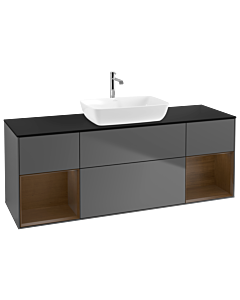 Villeroy und Boch Finion Villeroy und Boch G862GNGK 160cm, plaque de finition noir mat, émotion, étagères Walnut Veneer , anthracite mat