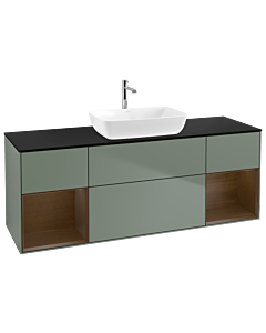 Villeroy und Boch Finion Villeroy und Boch Finion G862GNGM 160cm, cover plate black matt, Emotion, shelves Walnut Veneer , Olive Matt Lacquer