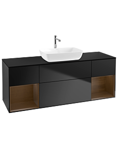 Villeroy und Boch Finion Villeroy und Boch Finion G862GNPD 160cm, cover plate black matt, Emotion, shelves Walnut Veneer , black matt lacquer