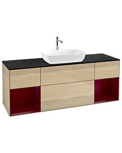 Villeroy und Boch Finion Villeroy und Boch G862HBPC 160cm, plaque de finition noir mat, Emotion, étagères Peony laqué mat, Oak Veneer