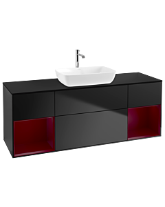Villeroy und Boch Finion Waschtischunterschrank G862HBPD 160cm, Abdeckplatte black matt, Emotion, Regale Peony matt lacquer, Black matt lacquer