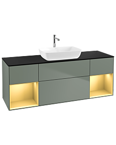 Villeroy und Boch Finion Villeroy und Boch Finion G862HFGM 160cm, cover plate black matt, Emotion, shelves gold matt lacquer, Olive Matt Lacquer