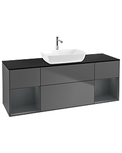 Villeroy und Boch Finion Villeroy und Boch Finion G862HGGK 160cm, cover plate black matt, Emotion, shelves midnight matt lacquer, anthracite matt