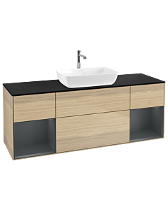 Villeroy und Boch Finion Villeroy und Boch Finion G862HGPC 160cm, cover plate black matt, Emotion, shelves Midnight matt lacquer, Oak Veneer