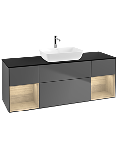 Villeroy und Boch Finion Villeroy und Boch Finion G862PCGK 160cm, cover plate black matt, Emotion, shelves Oak Veneer , anthracite matt
