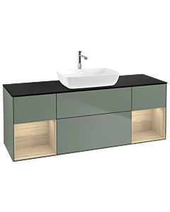 Villeroy und Boch Finion Villeroy und Boch G862PCGM 160cm, plaque de finition noir mat, émotion, étagères Oak Veneer , Olive Matt Lacquer
