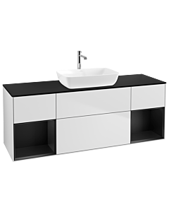 Villeroy und Boch Finion Villeroy und Boch Finion G862PDMT 160cm, cover plate black matt, Emotion, shelves black matt lacquer, white matt lacquer