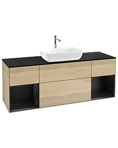 Villeroy und Boch Finion Villeroy und Boch G862PDPC 160cm, plaque de finition noir mat, Emotion, étagères laqué noir mat, Oak Veneer