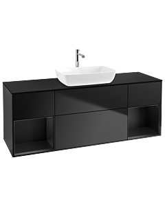 Villeroy und Boch Finion Villeroy und Boch Finion G862PDPD 160cm, cover plate black matt, Emotion, shelves Black matt lacquer, Black matt lacquer
