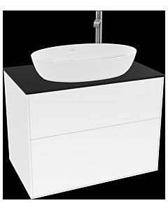 Villeroy und Boch Finion Waschtischunterschrank G87200GF 80x60,3cm, Emotion, Abdeckplatte black matt, Glossy white lacquer