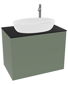 Villeroy und Boch Finion Waschtischunterschrank G87200GM 80x60,3cm, Emotion, Abdeckplatte black matt, Olive Matt Lacquer