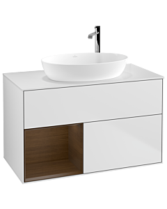 Villeroy und Boch Finion Villeroy und Boch Finion G891GNMT 100cm, cover plate white matt, Emotion, shelves Walnut Veneer , white matt lacquer