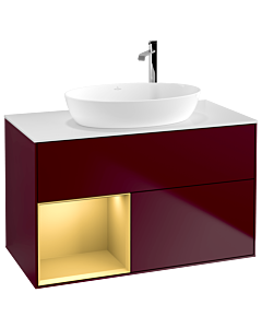 Villeroy und Boch Finion Villeroy und Boch Finion G891HFHB 100cm, cover plate white matt, Emotion, shelves gold matt lacquer, Peony Matt