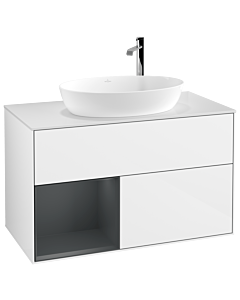 Villeroy und Boch Finion Villeroy und Boch Finion G891HGGF 100cm, cover plate white matt, Emotion, shelves Midnight matt lacquer, Glossy white lacquer