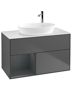 Villeroy und Boch Finion Villeroy und Boch Finion G891HGGK 100cm, cover plate white matt, Emotion, shelves midnight matt lacquer, anthracite matt