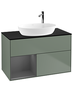 Villeroy und Boch Finion Villeroy und Boch Finion G892GKGM 100cm, cover plate black matt, Emotion, shelves anthracite matt lacquer, Olive Matt Lacquer