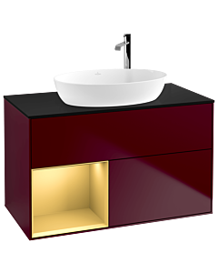 Villeroy und Boch Finion Villeroy und Boch Finion G892HFHB 100cm, cover plate black matt, Emotion, shelves gold matt lacquer, Peony Matt