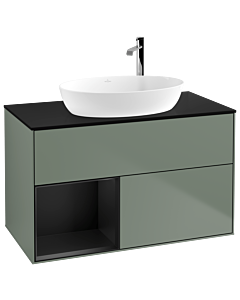 Villeroy und Boch Finion Villeroy und Boch Finion G892PDGM 100cm, cover plate black matt, Emotion, shelves black matt lacquer, Olive Matt Lacquer