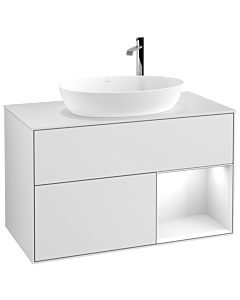 Villeroy und Boch Finion Villeroy und Boch Finion G901GFMT 100cm, cover plate white matt, Emotion, shelves Glossy white lacquer, white matt lacquer