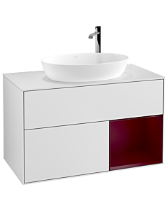 Villeroy und Boch Finion Waschtischunterschrank G901HBMT 100cm, Abdeckplatte white matt, Emotion, Regale Peony matt lacquer, White matt lacquer