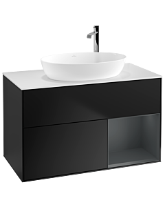 Villeroy und Boch Finion Villeroy und Boch Finion G901HGPD 100cm, cover plate white matt, Emotion, shelves midnight matt lacquer, black matt lacquer