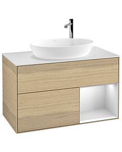 Villeroy und Boch Finion Villeroy und Boch Finion G901MTPC 100cm, cover plate white matt, Emotion, shelves white matt lacquer, Oak Veneer