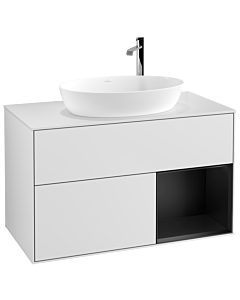 Villeroy und Boch Finion Villeroy und Boch Finion G901PDMT 100cm, cover plate white matt, Emotion, shelves black matt lacquer, white matt lacquer