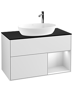 Villeroy und Boch Finion Villeroy und Boch Finion G902MTMT 100cm, cover plate black matt, Emotion, shelves White matt lacquer, White matt lacquer