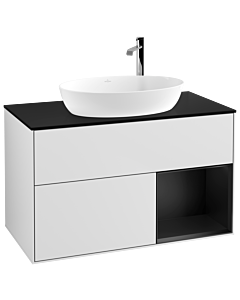 Villeroy und Boch Finion Villeroy und Boch Finion G902PDMT 100cm, cover plate black matt, Emotion, shelves black matt lacquer, white matt lacquer