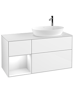 Villeroy und Boch Finion Villeroy und Boch Finion G921GFGF 120cm, cover plate white matt, Emotion, shelves Glossy white lacquer, Glossy white lacquer