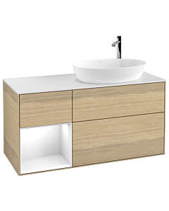 Villeroy und Boch Finion Villeroy und Boch Finion G921GFPC 120cm, cover plate white matt, Emotion, shelves Glossy white lacquer, Oak Veneer