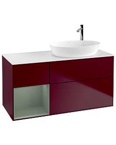 Villeroy und Boch Finion Villeroy und Boch Finion G921GMHB 120cm, cover plate white matt, Emotion, shelves olive matt lacquer, Peony Matt