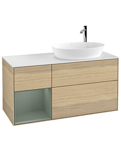 Villeroy und Boch Finion Villeroy und Boch Finion G921GMPC 120cm, cover plate white matt, Emotion, shelves olive matt lacquer, Oak Veneer
