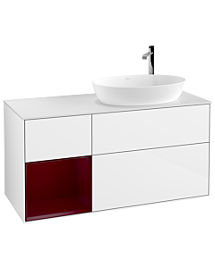 Villeroy und Boch Finion Waschtischunterschrank G921HBGF 120cm, Abdeckplatte white matt, Emotion, Regale Peony matt lacquer, Glossy white lacquer